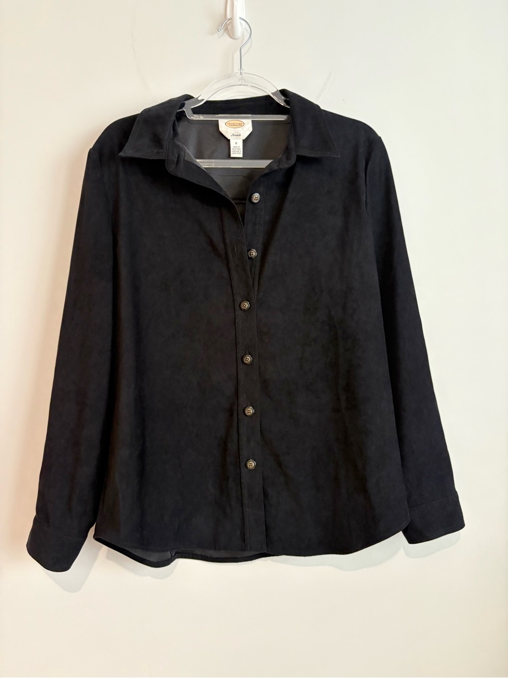 TALBOTS vintage‎ Ultra faux Suede Button Up Shirt Top black SIZE medium